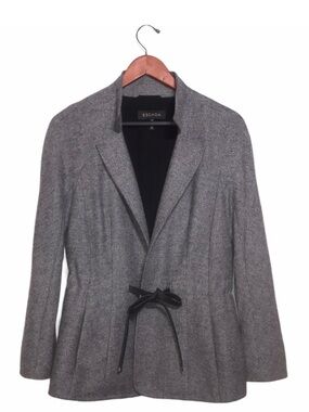 Escada Women's Cashmere/Silk Blend Gray Tailored Belted Blazer